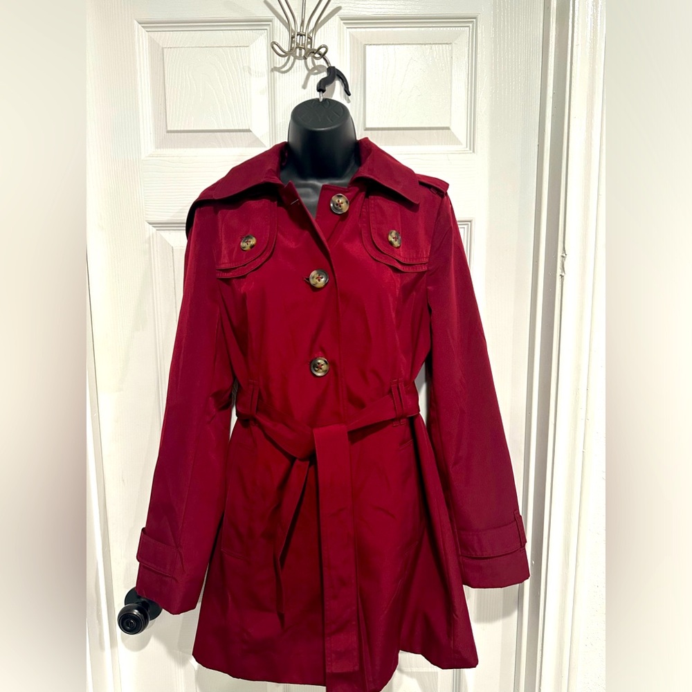 London Fog Red Trench Coat with Belt